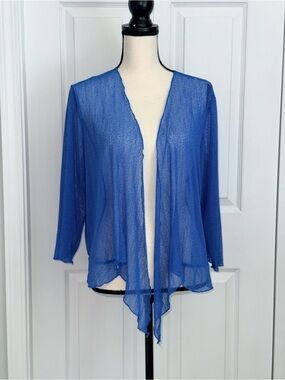 NWT Creation Royal Blue Sheer Mesh Open Front Cardigan Wrap Jacket 2XL⁠